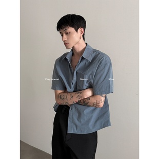 cleanfit廓形短款 超显高 纯色短袖 衬衫 VERY 男女通勤开衫 FEWEST