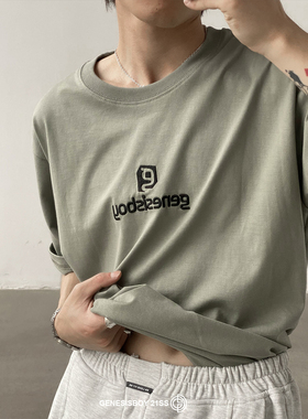 GENESISBOY 5.1 00:00 自制logo刺绣纯色宽松短袖T恤中性风男女款