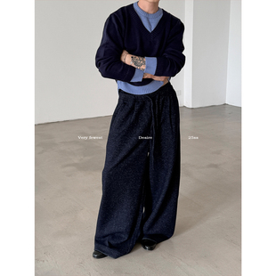 天丝羊毛混纺垂坠感拖地休闲裤 重磅松弛感混色阔腿裤 FEWEST VERY