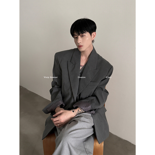 外套男女老钱条纹西服 高级格雷系穿搭廓形垫肩西装 VERY FEWEST