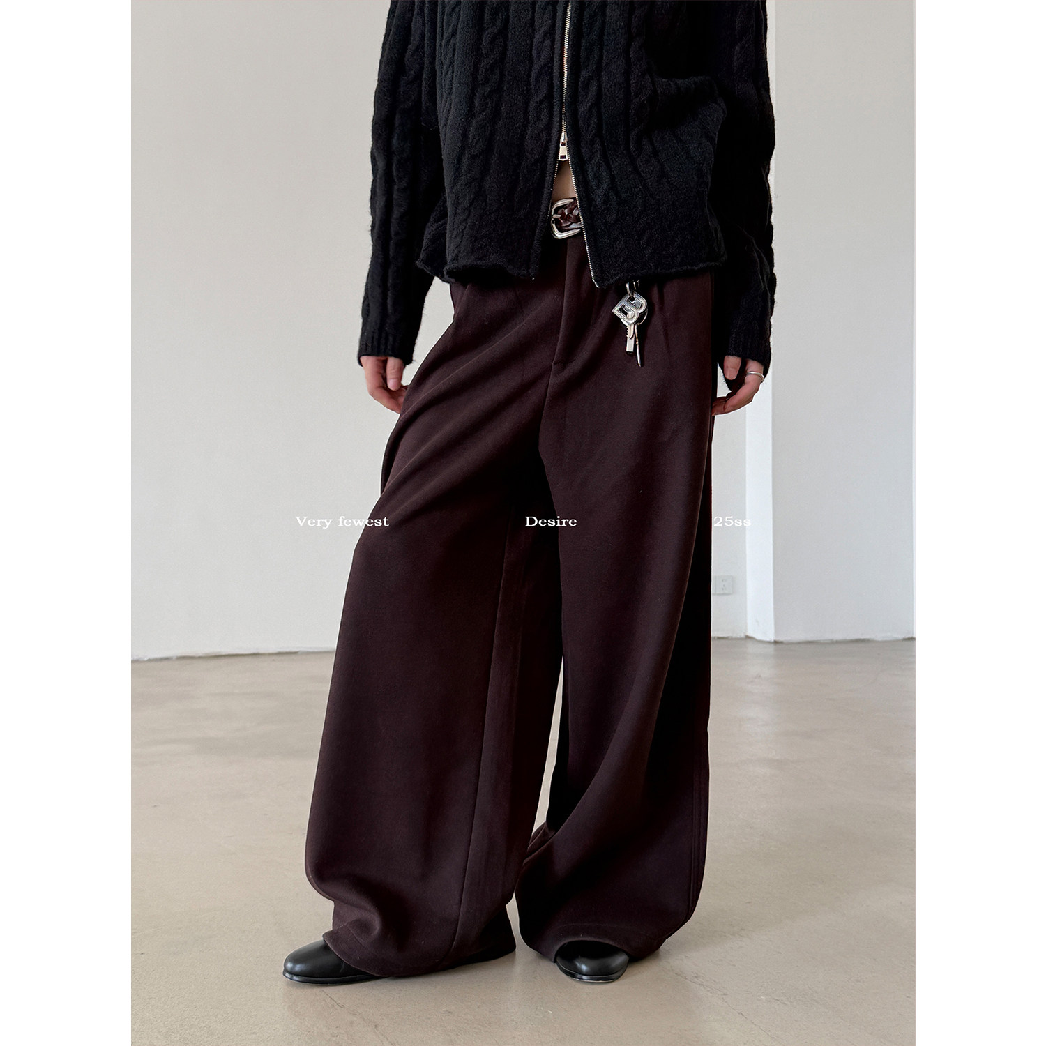 冬季保暖亲肤毛呢阔腿裤男女款