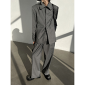 GENESISBOY 新品 1AM00 冬季 套装 自制 高级灰鱼骨垫肩西装