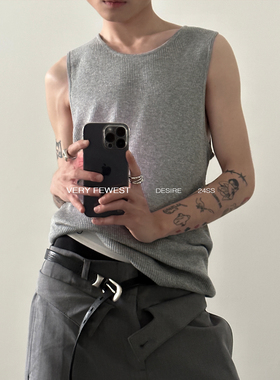 VERY FEWEST 经典好穿 纯色松弛感宽松背心针织衫夏季慵懒无袖T恤