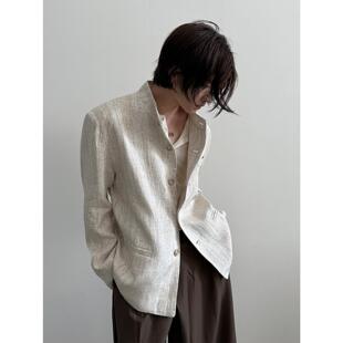 复古肌理提花西装 新中式 外套中性高级感垫肩立领西服 FEWEST VERY