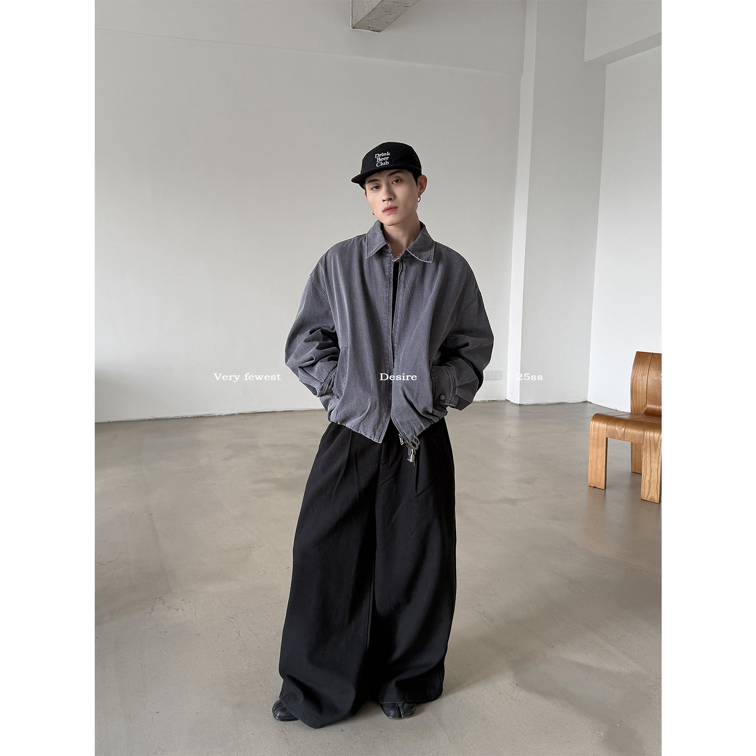 痞帅街头做旧水洗廓形牛仔外套