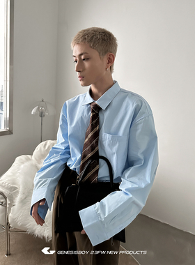 GENESISBOY 2/17 00:00 基础款百搭时髦感宽松纯色长袖衬衫男女款