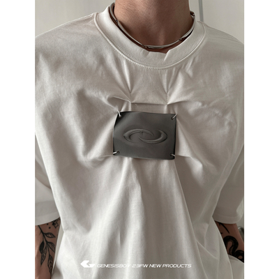 短袖小众个性男女褶皱设计T恤