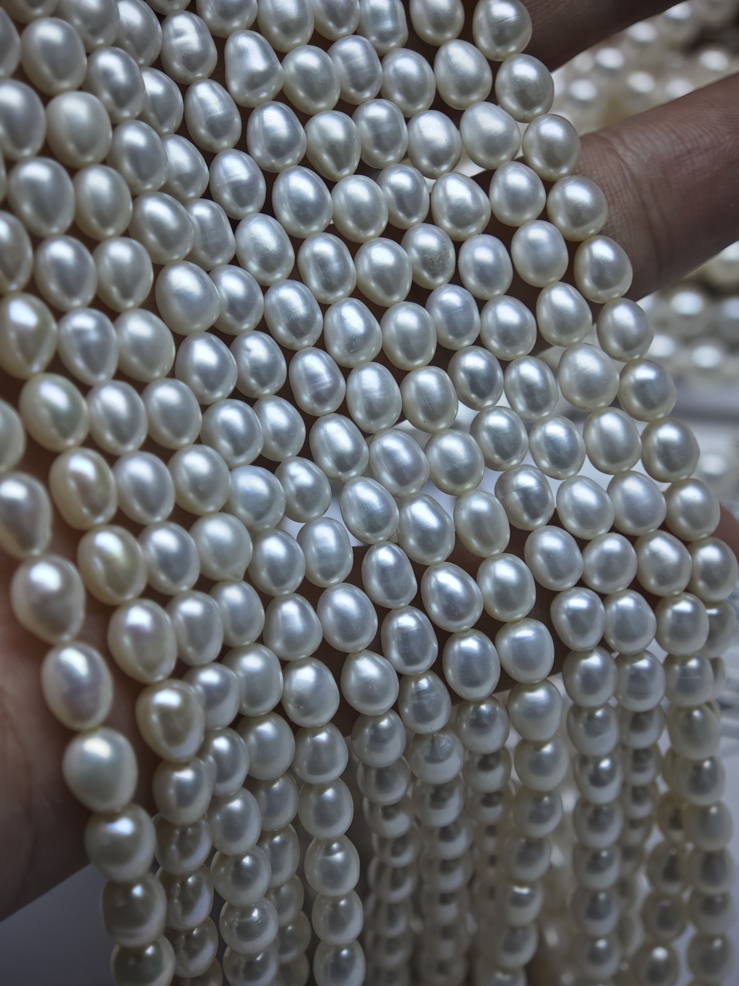 清仓特价！5-5.5mm短胖米珍珠 圆润有光泽 手链项链串珠材料