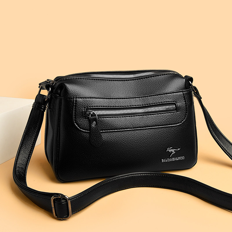 真皮质感女包包2025新款休闲轻便中年妈妈单肩斜挎包多层女士小包