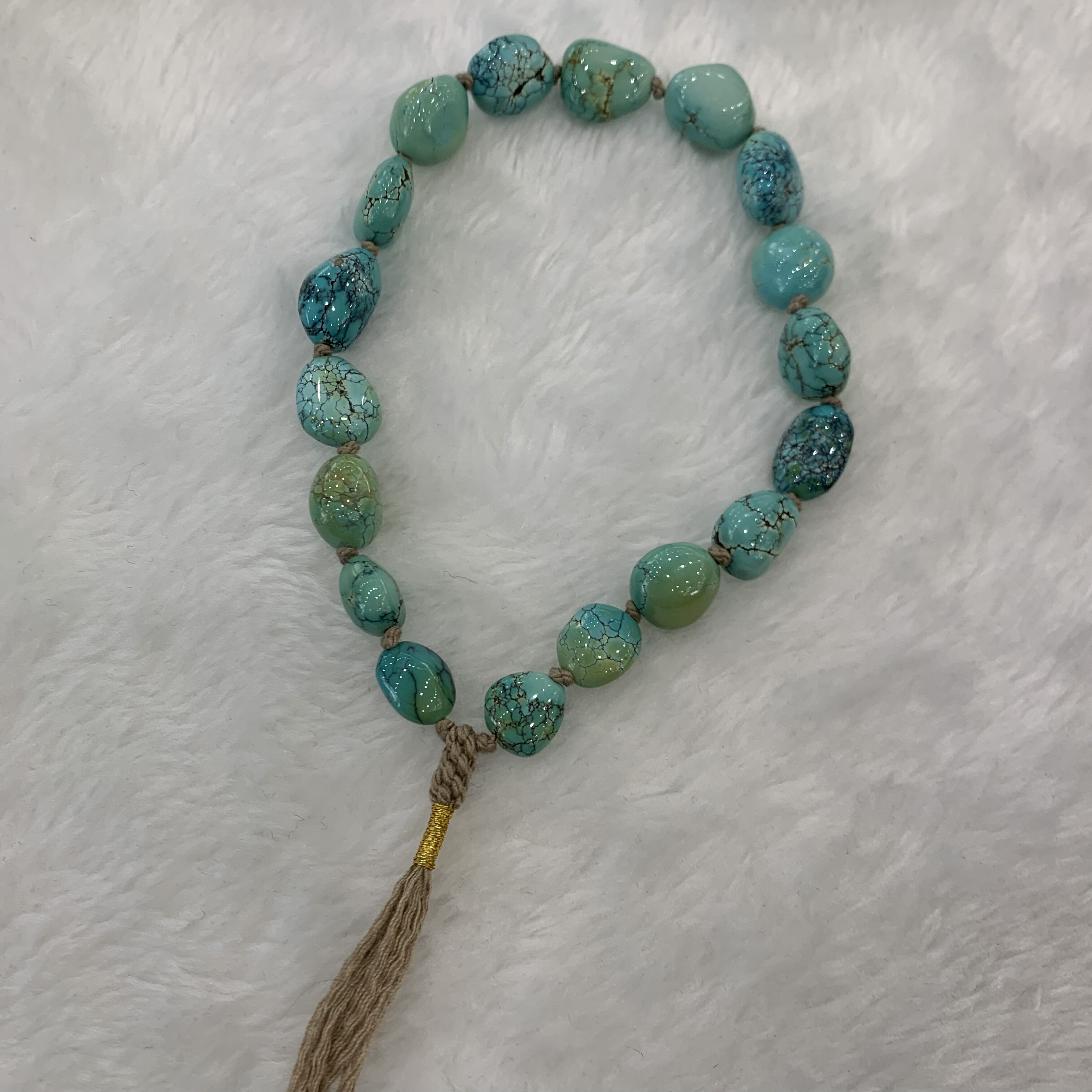 湖北天然原矿绿松石水草随型手串手持高瓷高色玉化料DIY手链项链