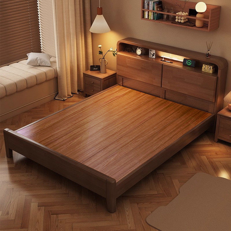 现代简约中式实木床1.2米床单人床卧室家具橡木床小户型家用木床