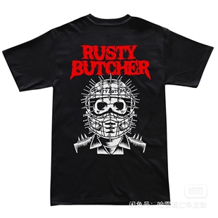 哈雷T恤RustyButcher生锈屠夫摩托骑行ds改装风格短袖钉头