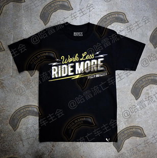 哈雷T恤RustyButcher生锈屠夫摩托骑行ds改装短袖少工作多骑车黄
