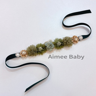 儿童成人 芭蕾课堂舞蹈发带绿色系发饰 手工芭蕾发饰 花朵发带