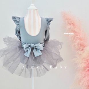 韩国进口dominico芭蕾裙蝴蝶结舞蹈裙 儿童芭蕾服蓬蓬裙