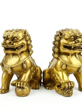 纯铜北京狮摆件吉祥物