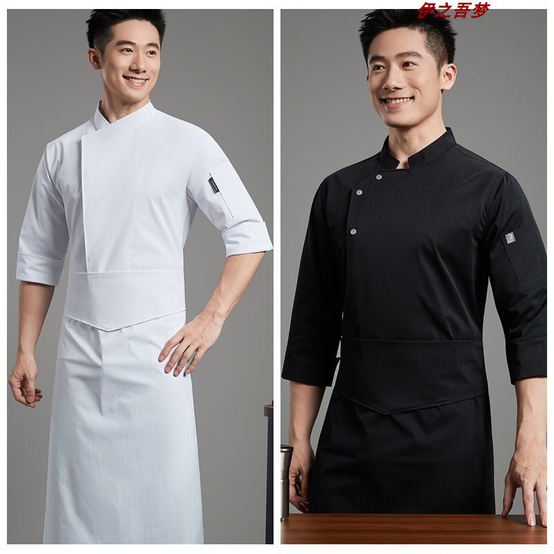 西餐厅牛排店工作服七分长袖酒店总厨制服蛋糕店面包房秋冬季厨衣