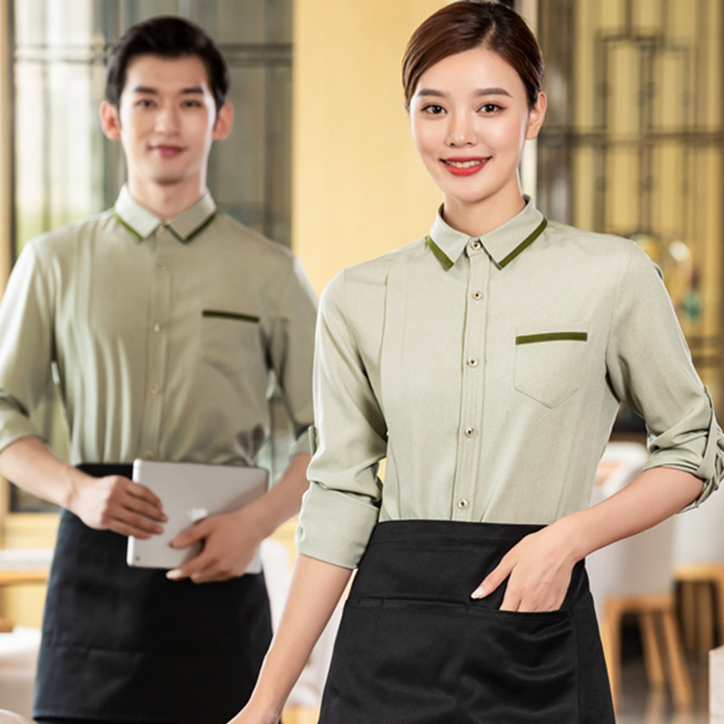 服务员工作服长袖西餐咖啡厅快餐巴奴火锅饭店餐饮制服秋冬装定制