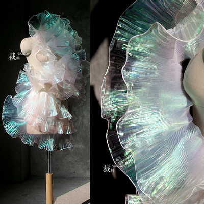 人鱼透荷叶边原创立体褶皱花边