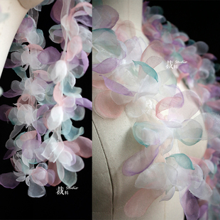 走秀手工diy设计师辅料 饰童装 花陨落 立体幻彩纱花朵花边礼服裙装