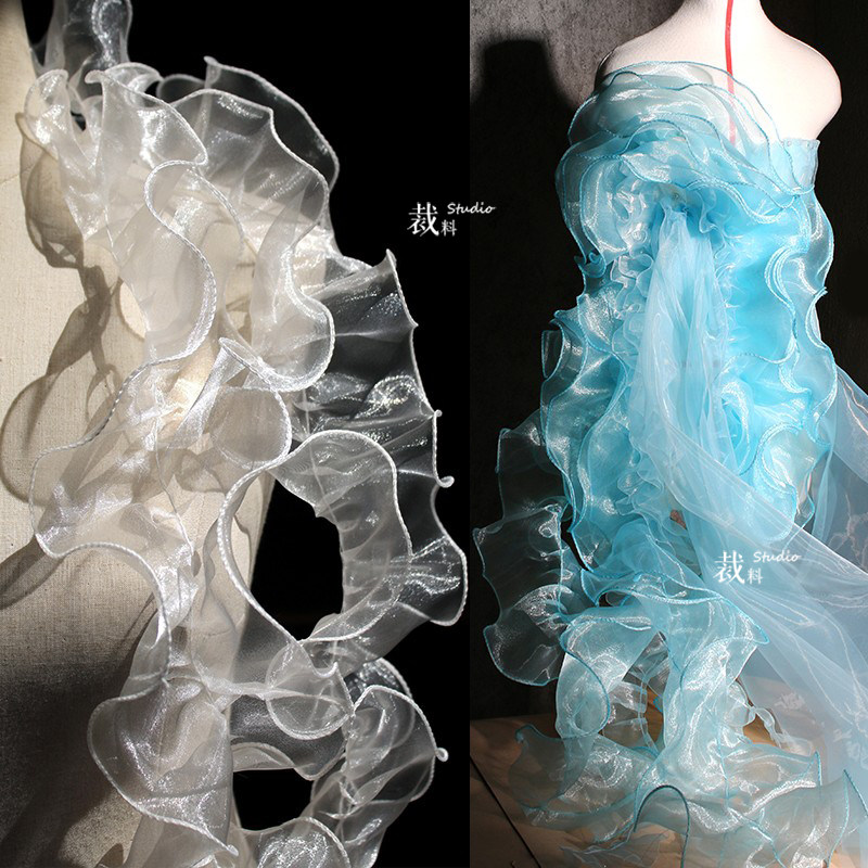 水波浪荷叶边 透明立体手工diy裙子童装礼服装大花边网纱面料辅料 - 实物图