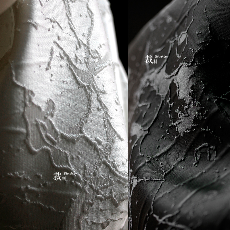 裁料北欧黑白立体肌理提花布料