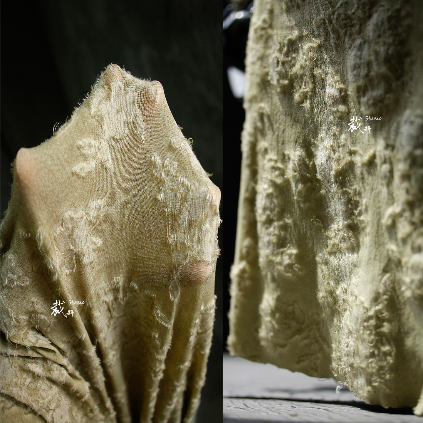 立体肌理炒色弹力面料改造做旧