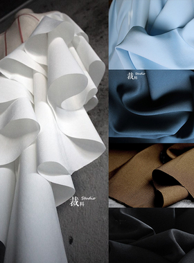 衬衣面料 涤纶黑白哑光斜纹厚实礼服高档北欧结构主义设计师布料