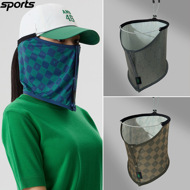 韩国代购ANDGOLF高尔夫25秋防风透气运动户外花纹防晒面罩男女款