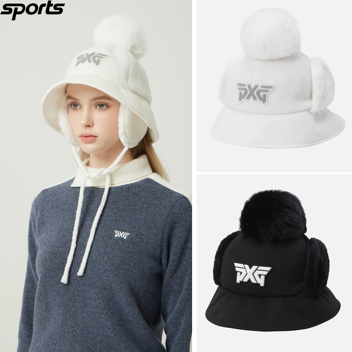 韩国代购PXG高尔夫配饰25秋冬女标志轻质保暖防寒运动休闲渔夫帽