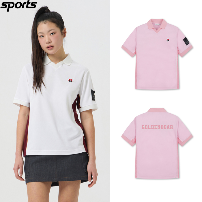 韩国代购GOLDEN BEAR高尔夫球服25春夏女子GOLF标志翻领短袖T恤