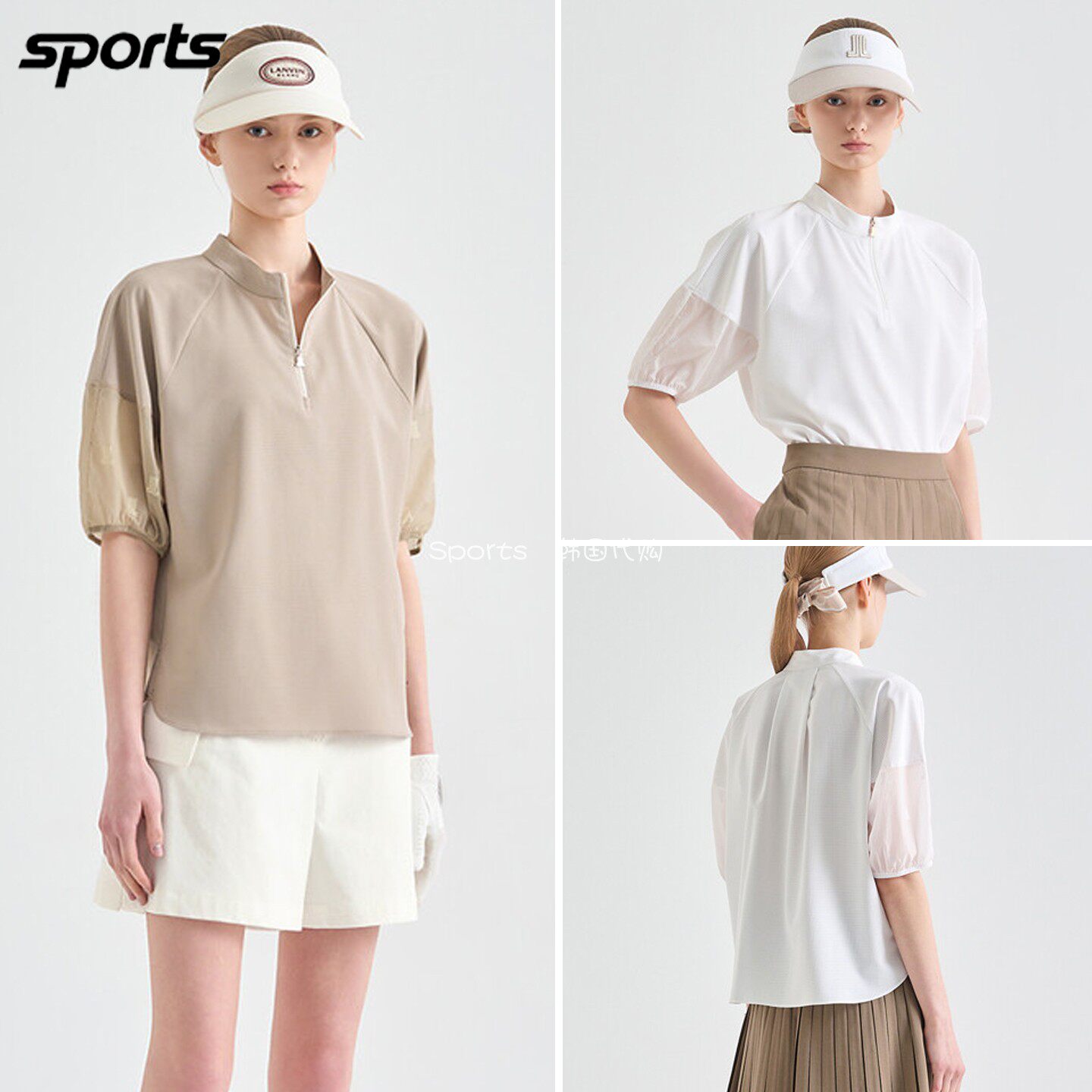 韩国代购lanvin blanc高尔夫球服26春夏女轻薄弹力立领短袖上衣