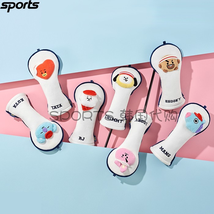 韩国直邮代购BT21 GOLF高尔夫卡通人物可爱毛绒玩偶球道木杆套