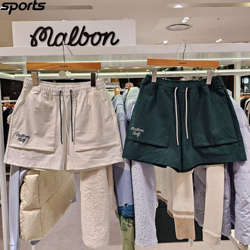 韩国代购MALBON高尔夫球裤25早春女GOLF标志纯色系带宽松半身短裤