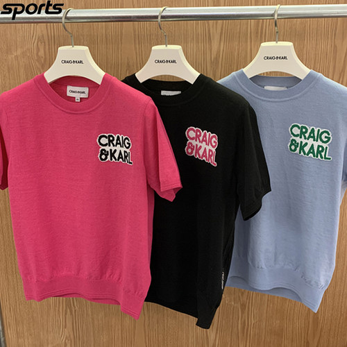 韩国代购CRAIG KARL高尔夫穿搭26春夏透气凉感运动针织短袖T恤女