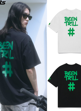 韩国代购BEENTRILL高尔夫穿搭24年春夏ins潮联名涂鸦男女短袖T恤