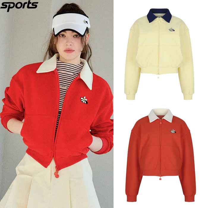 韩国代购Kandini高尔夫球服25春夏女GOLF标志拼色翻领双拉链夹克