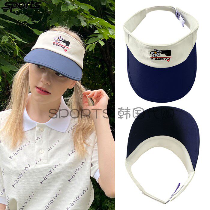 韩国代购Kandini高尔夫配饰22秋女GOLF配色图案无顶遮阳防晒帽子