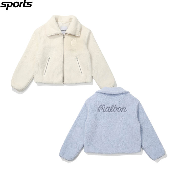 折扣款韩国代购malbon高尔夫球服女纯色运动休闲抓绒保暖翻领外套