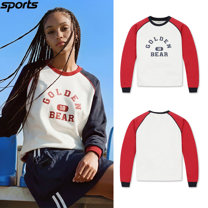 韩国代购golden bear高尔夫球服26春夏女撞色宽松圆领休闲卫衣,运动服/休闲服装,高尔夫球服,淘宝优惠券,粉丝福利购,淘宝优惠卷
