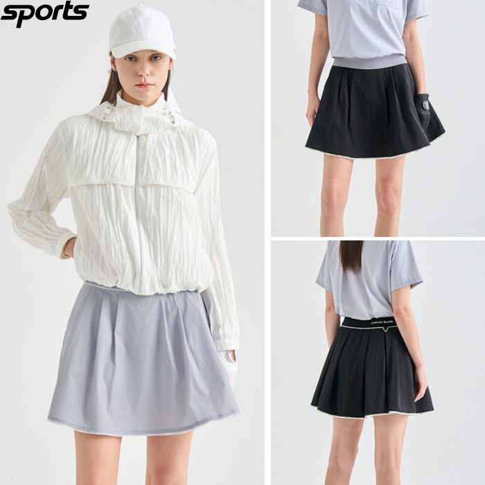 韩国代购lanvin blanc高尔夫球服26春夏女配色褶皱防水半身短裙