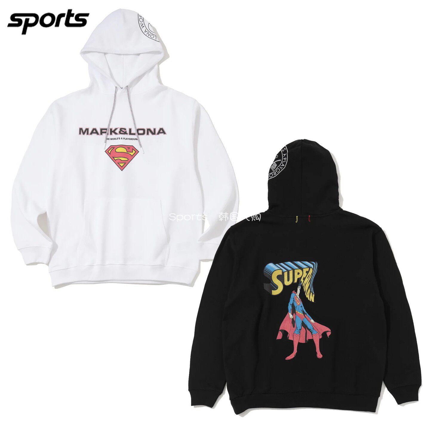 韩国代购mark&lona高尔夫球服26春夏男女超人联名运动宽松连帽衫