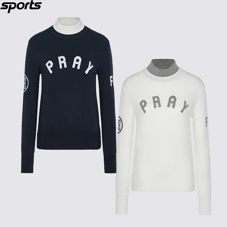 韩国代购GFORE高尔夫25年冬修身舒适高领羊毛衫运动针织衫毛衣女