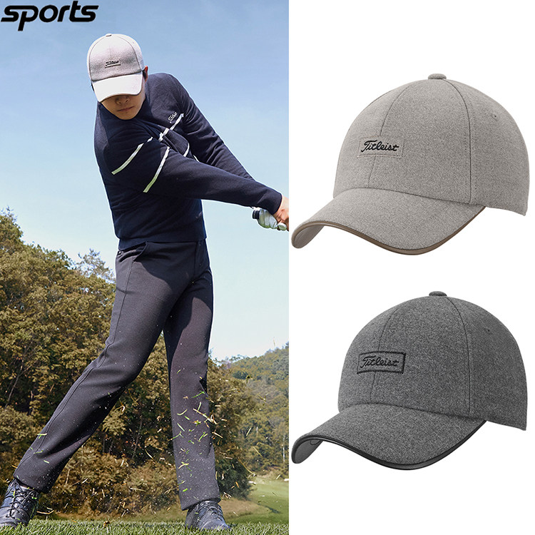 韩国代购titleist高尔夫25秋冬毛呢防风保暖遮阳运动户外男棒球帽