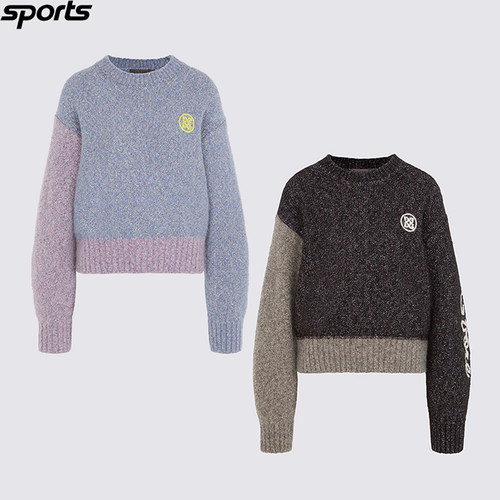 韩国代购GFORE高尔夫26年早春渐变撞色圆领短款运动针织衫毛衣女