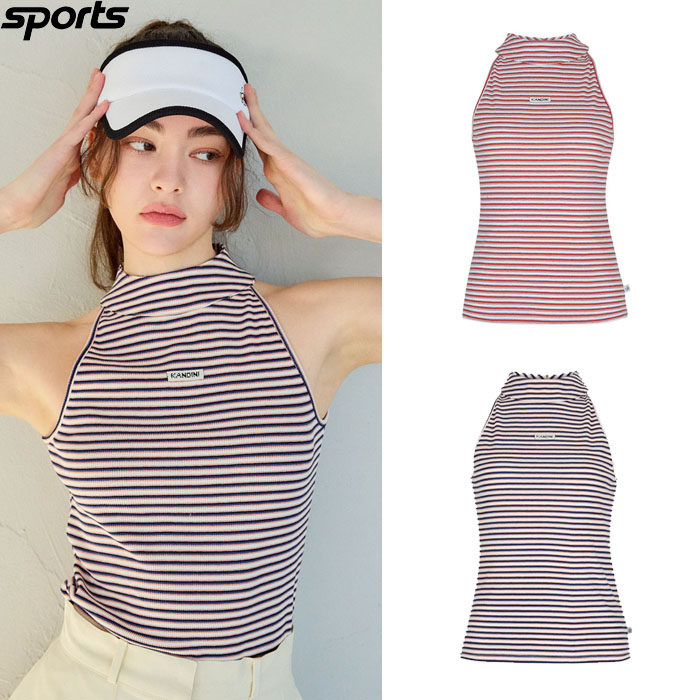 韩国代购Kandini高尔夫球服25春夏女子GOLF标志条纹配色修身吊带