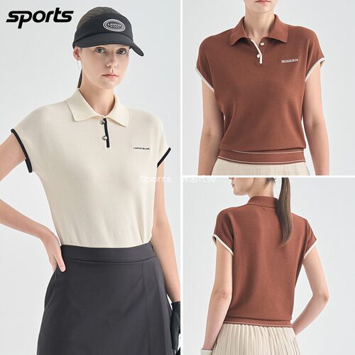 韩国代购lanvin blanc高尔夫球服26春夏女宽松运动半袖针织上衣