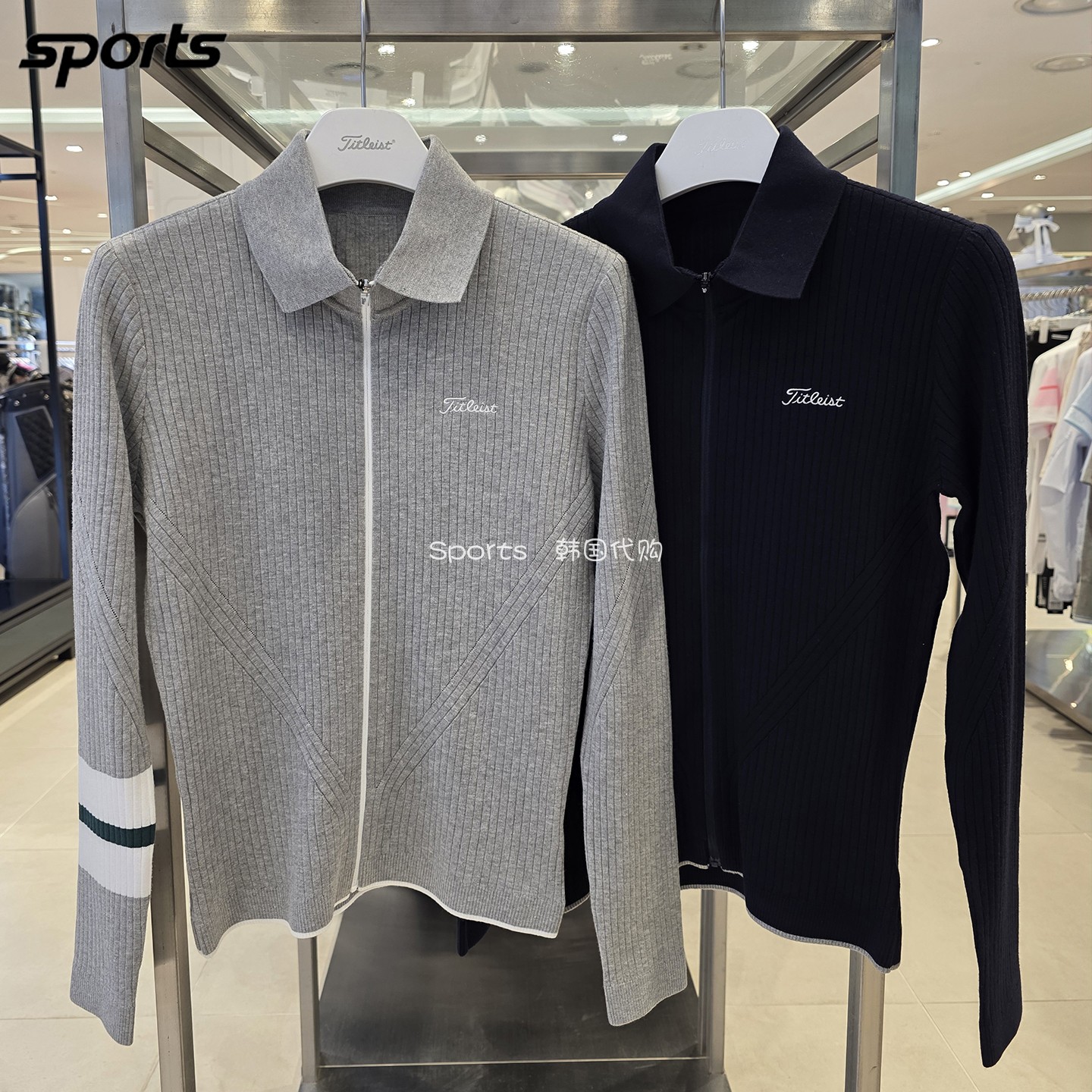 韩国代购titleist高尔夫26初秋修身弹力运动户外长袖针织衫开衫女