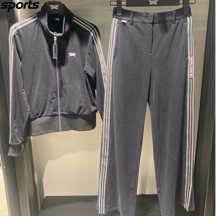 韩国代购PXG高尔夫球服26春女子字标拉链长袖外套宽松长裤套装