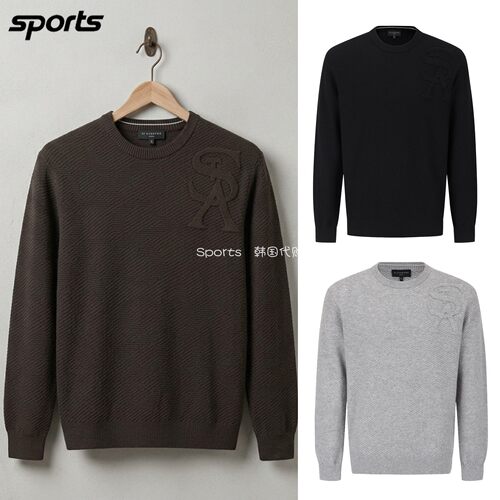 韩国代购st andrews高尔夫球服26秋冬男纯色简约保暖圆领针织衫